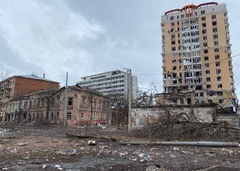 Последствия бомбежек Харькова.