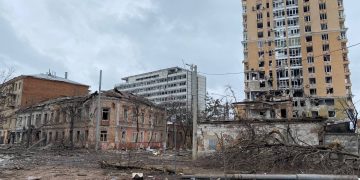 Последствия бомбежек Харькова.