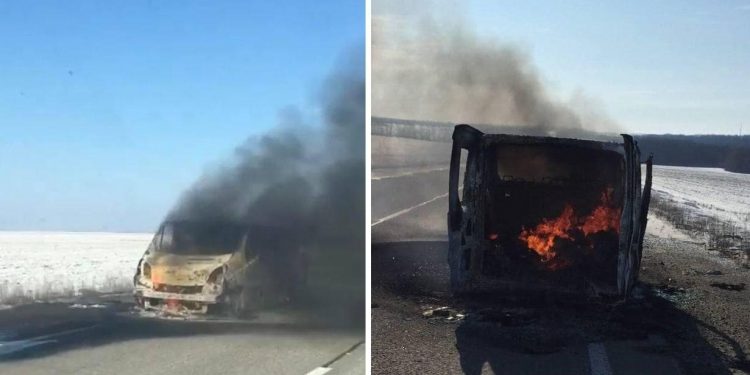 Изюм. Российские кафиры обстреляли частный микроавтобус