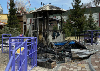 Ракетный удар по Центральному парку в Харькове