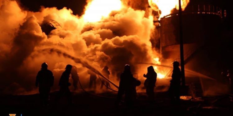 Ликвидация пожара в Новомосковском районе