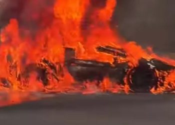 Столкновение двух Lamborghini вызвало масштабный пожар