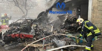 Авария с вертолетом в Броварах